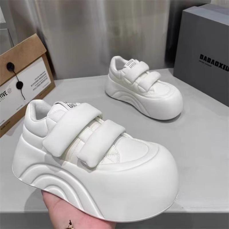 

Кроссовки на липучках осенние толстоподошвенные туфли на платформе с большой головой милые туфли на платформе маленькие белые туфли с круглым носком увеличивающие рост туфли-хлебушки 40