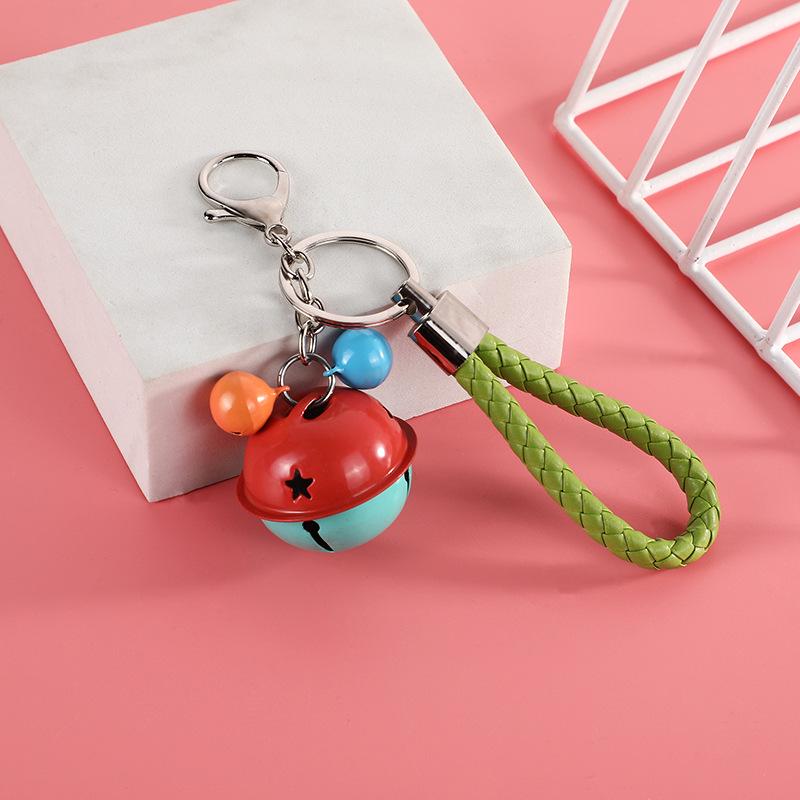 

Stylish Couple Leather Cord Bell Keychain Charm - Multi-Color Fashion Accessory