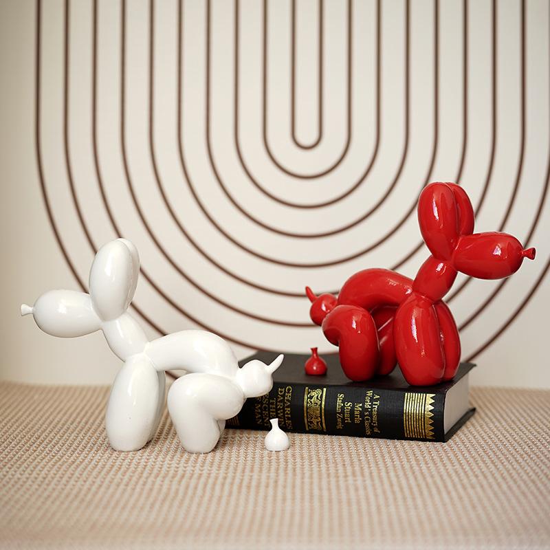 Cartoon Balloon Dog Interesting Sculpture Pooper Dog Cartoon Resin Crafts Funny Puppy Home Decoration Accessories