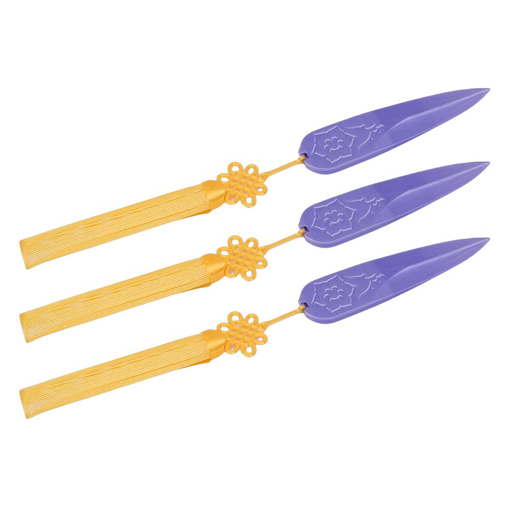 3PCS Darts Knots Props PLA 3D Printed Collectible Cosplay Costume Dart Prop for Role Playing Events Party Purple and