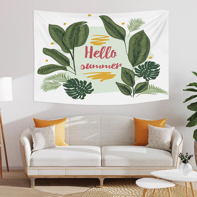 Summer Cartoon Tropical Jungle Monstera Background Printed Polyester Tapestry Wall Hanging Tapestries For Bedroom Dorm Decor