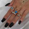 Punk Street Style, Devil'S Eye, Diamond-Encrusted Oil Drop Hollow Combination 4-Piece Ring Woman