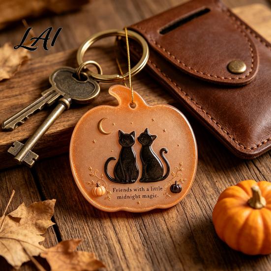 Decorative Pumpkin Pendant for Halloween Spooky Friendship Ornament Ghost Cat 2D Flat Acrylic Seasonal Decor Party Decoration Hanging Window