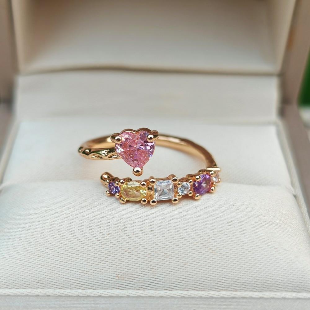 

1 шт. Модные морщинистые цветные кубические циркониевые открывающиеся регулируемые кольца для женщин, стекируемые парные кольца, ювелирные изделия, аксессуары для вечеринок золотой