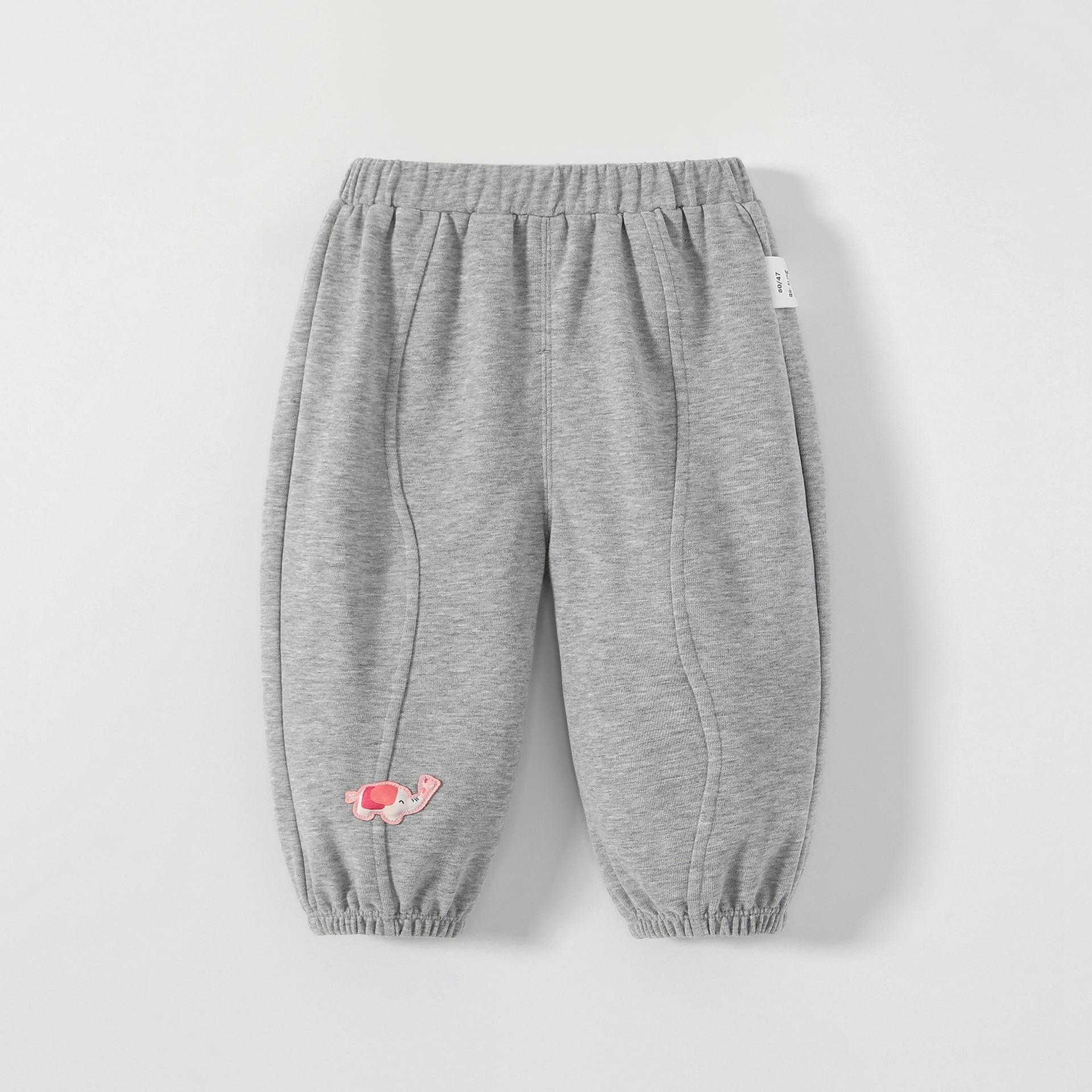 

Хлопковые спортивные штаны для девочек с мультяшным принтом - Свободного кроя, с манжетами, Универсальные для весны и осени 80cm