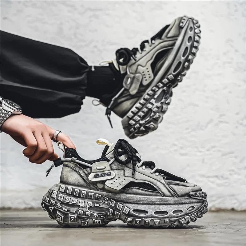 Pánské platformové tenisky Vintage design Skateboardové Ležérní Outdoorové Tenisové Běžecké Sportovní Boty Streetový Styl Šněrovací Tenisky 39-44