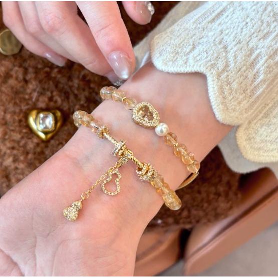 

Gilded Years Natural yellow crystal gourd bracelet for women, light luxury niche high-end accessory цітриновий