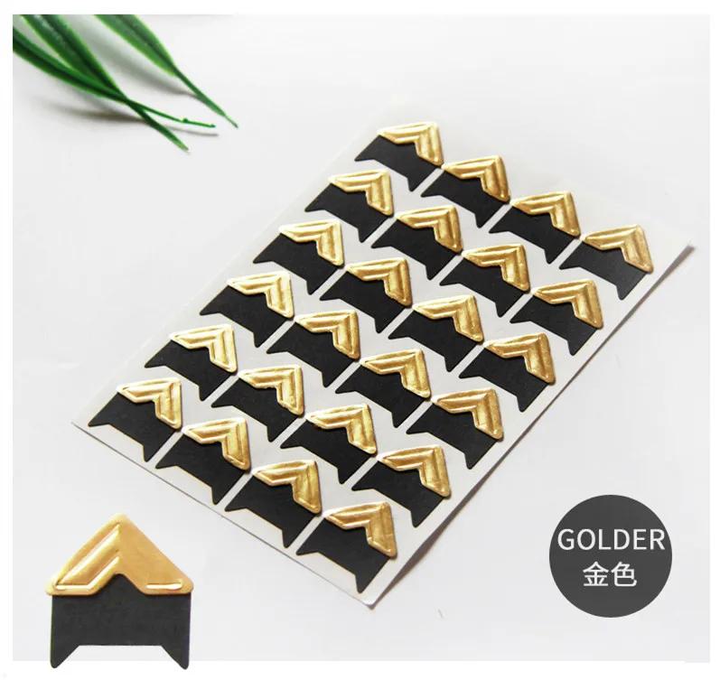 

24Pcs/1 Sheet Photo Corner Stickers Make and Paste DIY Photo Album Accessories Paper Kraft Paper Corner Stickers золотой