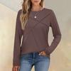Módní dámské ležérní plisované volné tričko s dlouhým rukávem a kulatým výstřihem