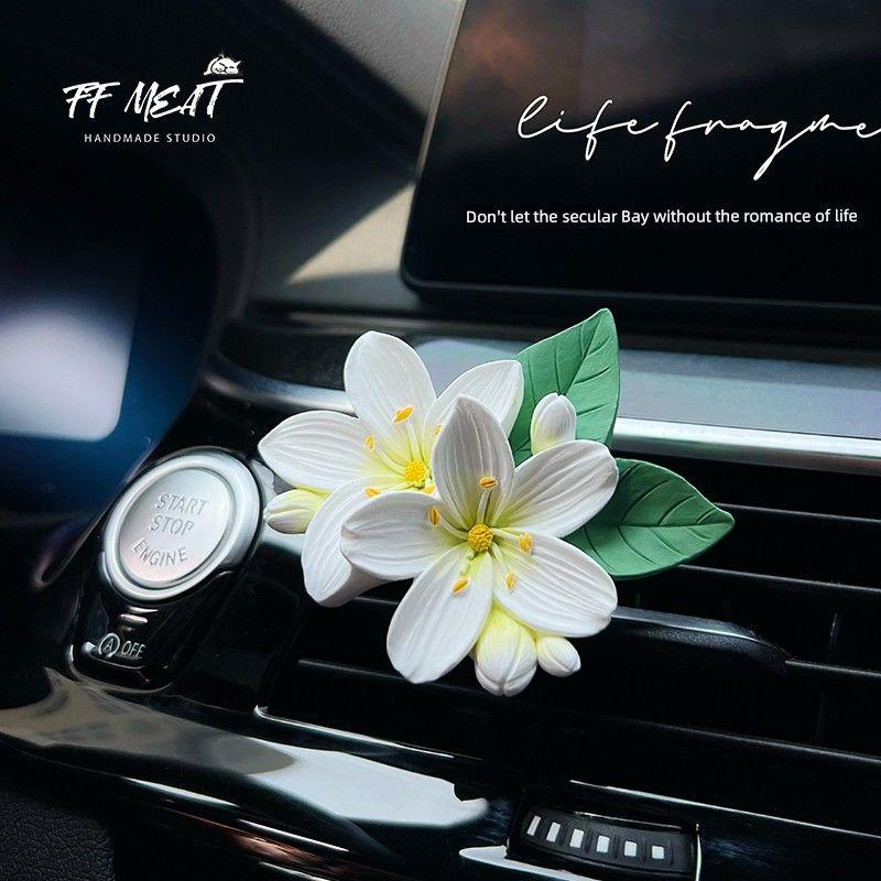 

Copyright Car Aromatherapy Car Perfume Fresh Organge Flower Hand Painted Air Outlet Fragrant Stone Decorative Goddess Gift Elegant Green Pistil Orange Blossom