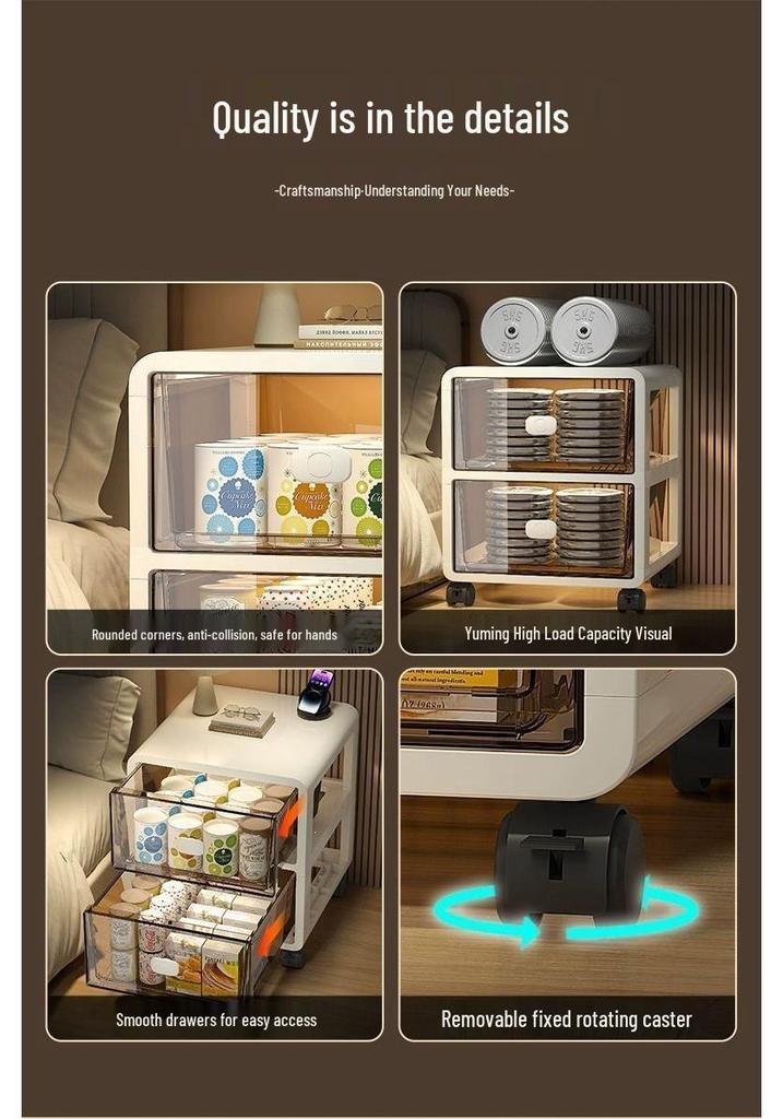 Multi-Layer Floor-Standing Storage Cabinet for Living Room: Drawer, Snack, and Clothes Organizer