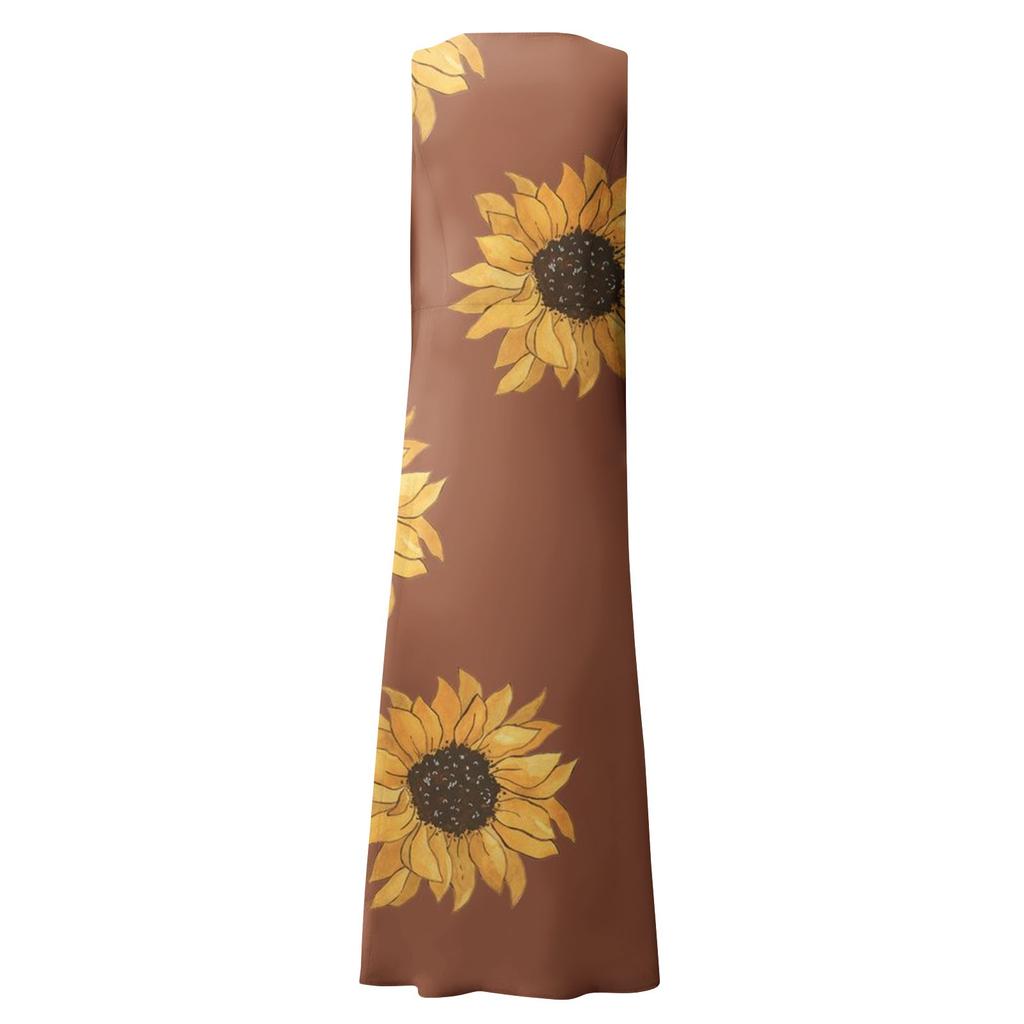 Dámské letní ležérní módní šaty s kulatým výstřihem a kulatým výstřihem s potiskem