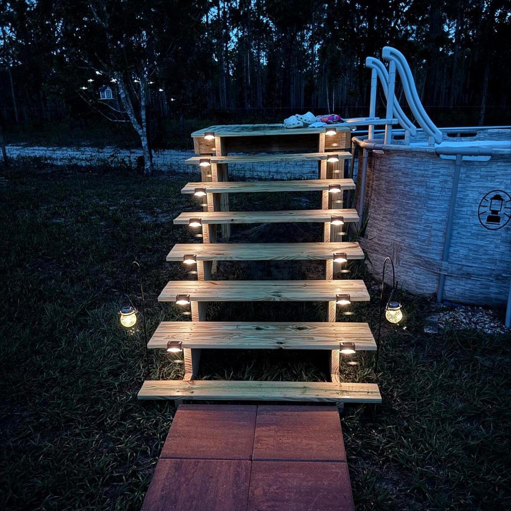 Waterproof Solar Deck & Stair Lights for Outdoor Steps, Fences, Yards, Patios, Garages, and Driveways.