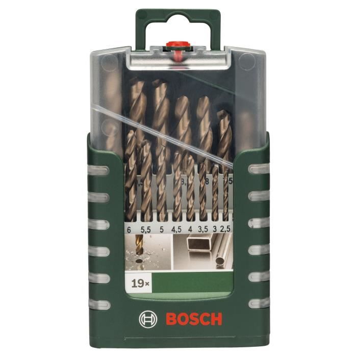 Set de 19 Forets à métaux rectifiés HSS-Cobalt - BOSCH - Foret - Gris - Longueur totale : 200.0 mm
