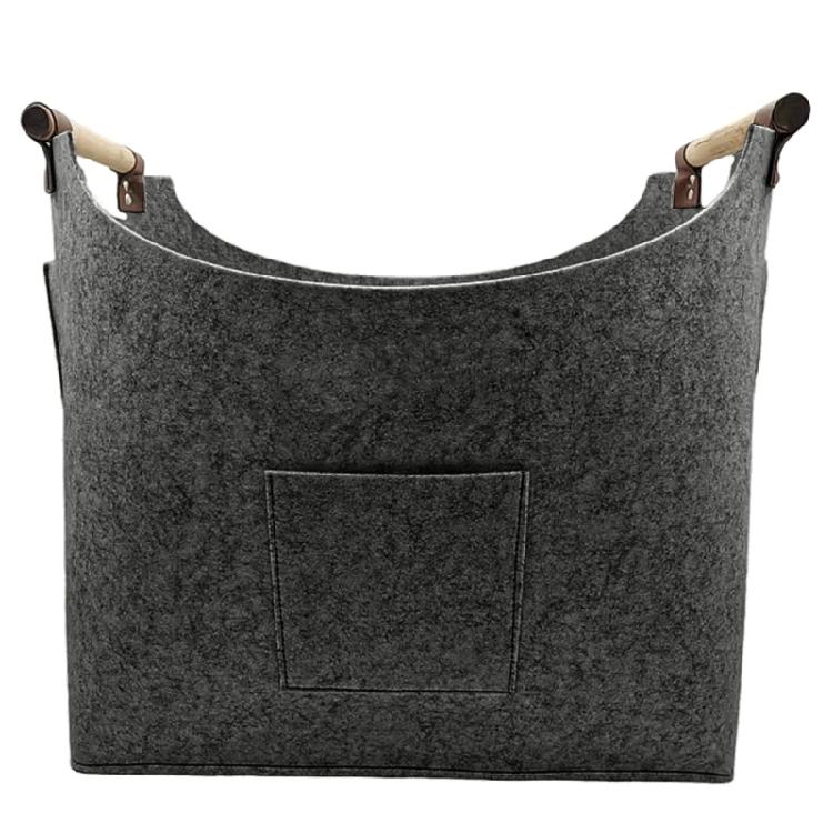 Practical Dark/Light Gray Woods Basket Foldable Log Storage Organizer Container 1