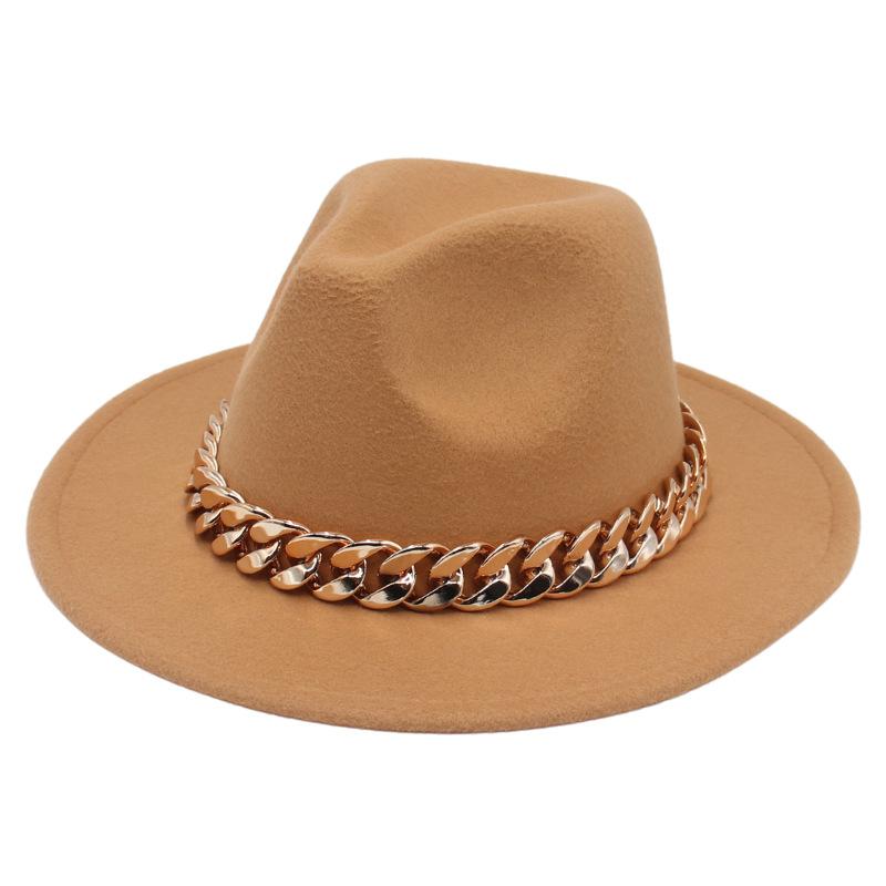 Jazz Hat Big Gold Acrylic Chain Top Hat Felt Hat Fedora