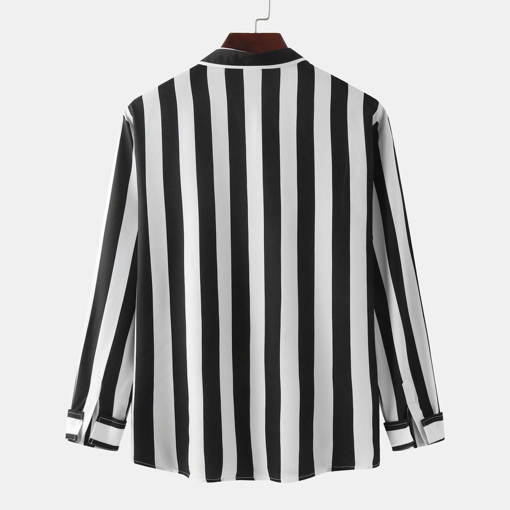 Striped Casual Lapel Cardigan Loose Casual Shirt Vintage Men's Shirt