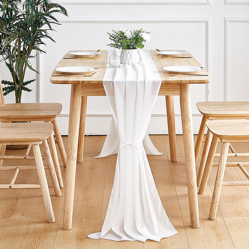Chiffon Tischläufer 70 x 300cm, Weiche durchsichtige Tischfahne für Hochzeitsfeier Bankett, Elegante einfarbige Tischdekoration