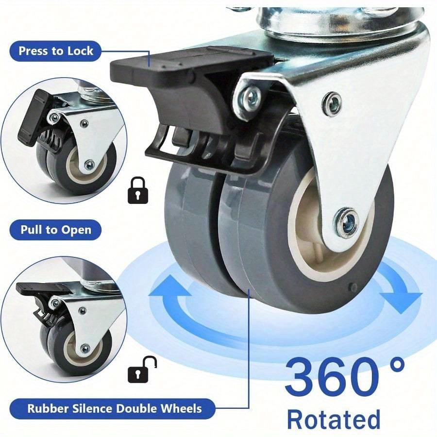 Updated Fridge Stand Mobile Base With Double Pipes 4 Locking Wheel 4 Strong Feet Adjustable Furniture Dolly Washer Dryer Machine