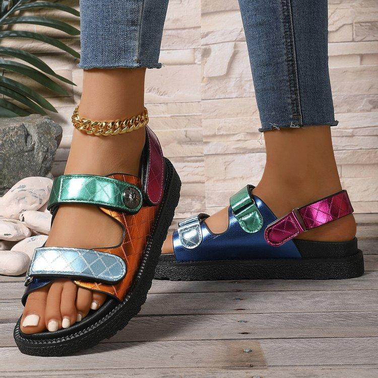 

Внешняя торговля большой размер европейские и американские сандалии-гладиаторы с круглым носом женская летняя обувь 2025 новые на толстой подошве красочные сандалии в стиле маленькой феи 35 жёлтый