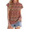 Summer New Round Neck Striped Loose Short Sleeved Women T-shirt Top