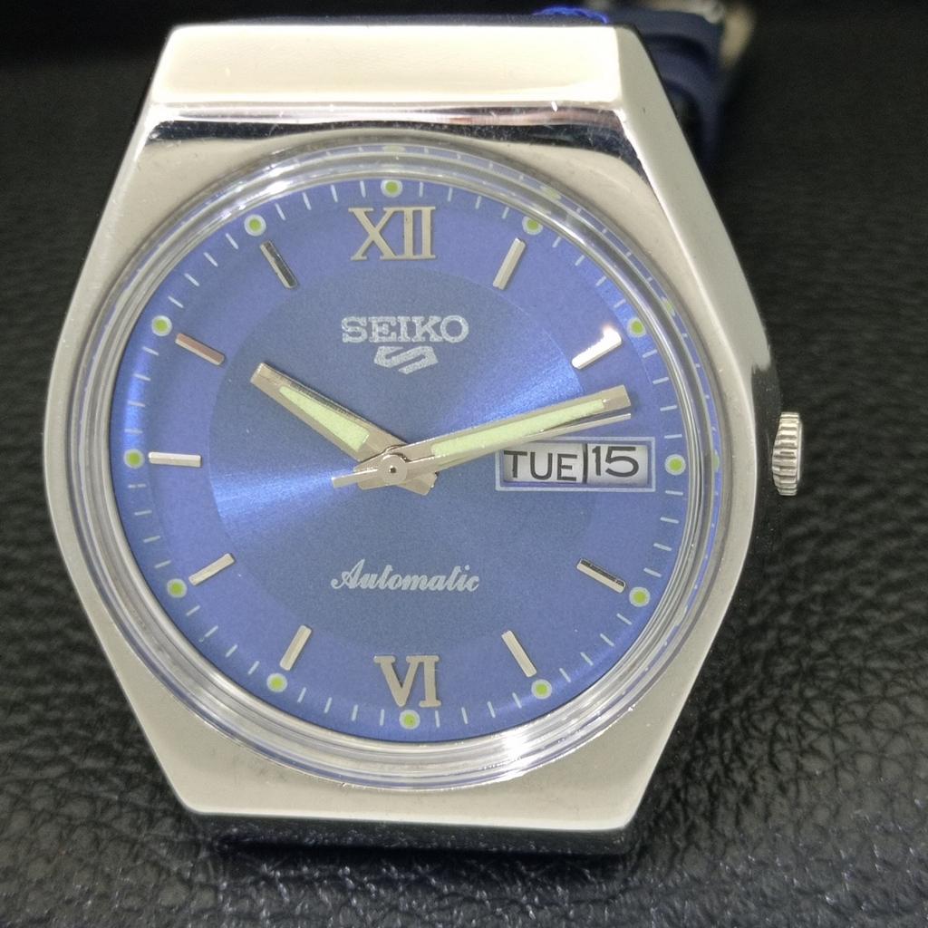 JAPAN VINTAGE SEIKO 5 AUTOMATIC 6309A MENS BLUE COLOR DIAL WATCH A701441-5 R206b-a701441
