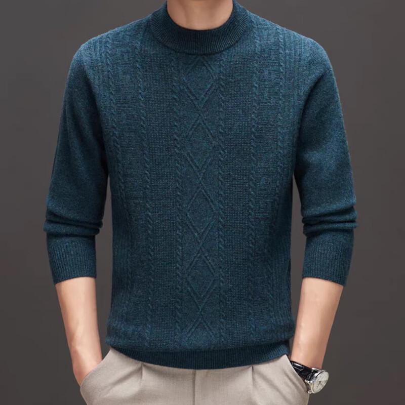 Raphenny Men's Casual Round Neck Wool Sweater AM817