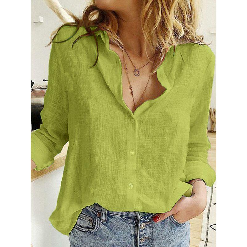 Casual Loose Long Sleeved Linen Shirt Casual Loose Long Sleeves Linen Shirt