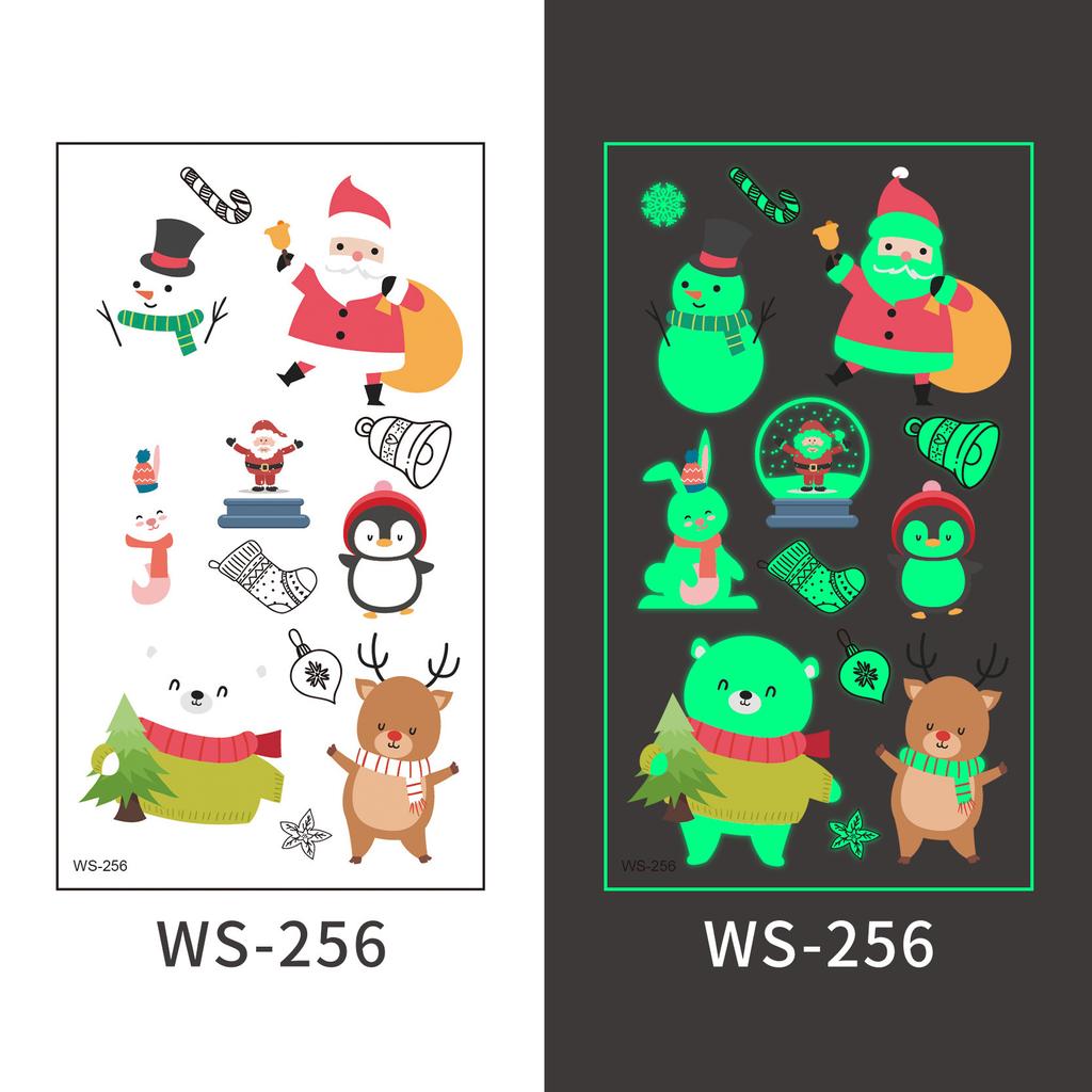 New Cross-border Christmas Luminous Tattoo Stickers Children's Cartoon Waterproof Sweat Party Holiday Green