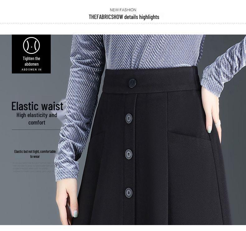 Woll-Midirock in A-Linie mit Falten für Damen - Kollektion Frühling, Herbst, Winter 2025