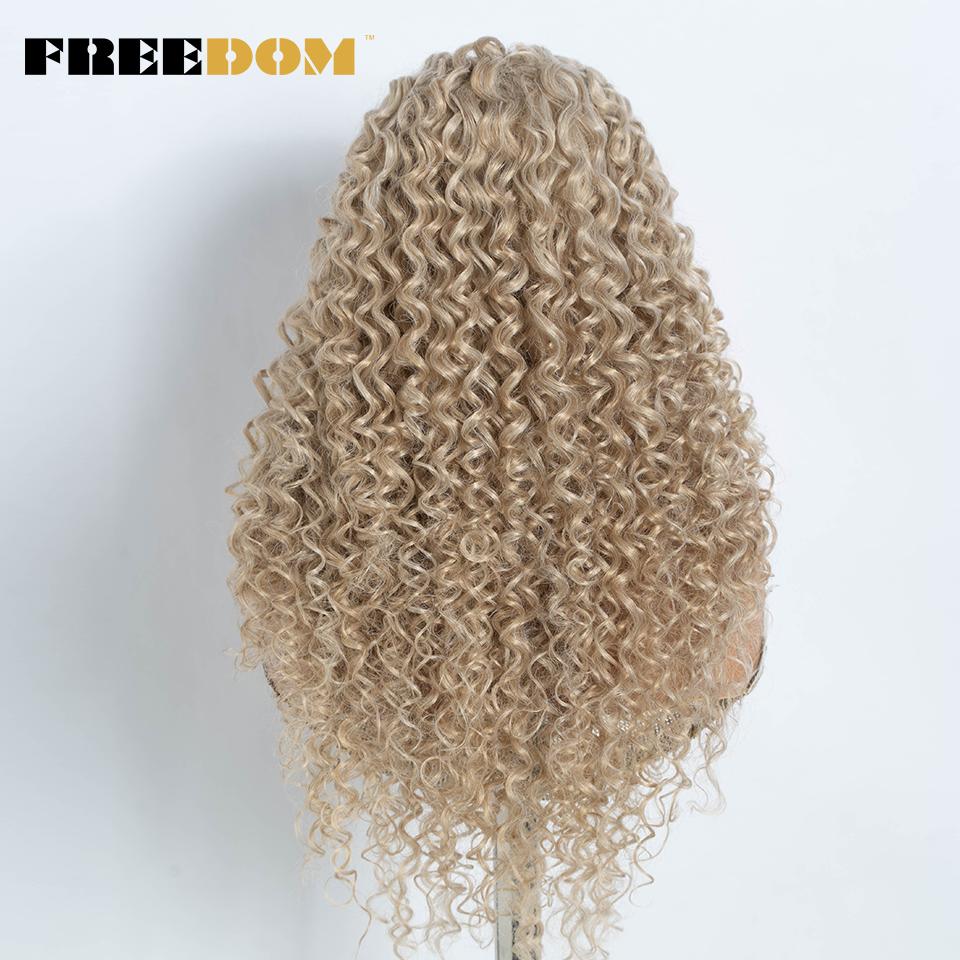 FREEDOM Synthetische Lace Front Perücken für Damen 30 Zoll Lockige Lace Perücke mit Babyhaaren Ombre Braun Blond Ingwer Cosplay Perücken
