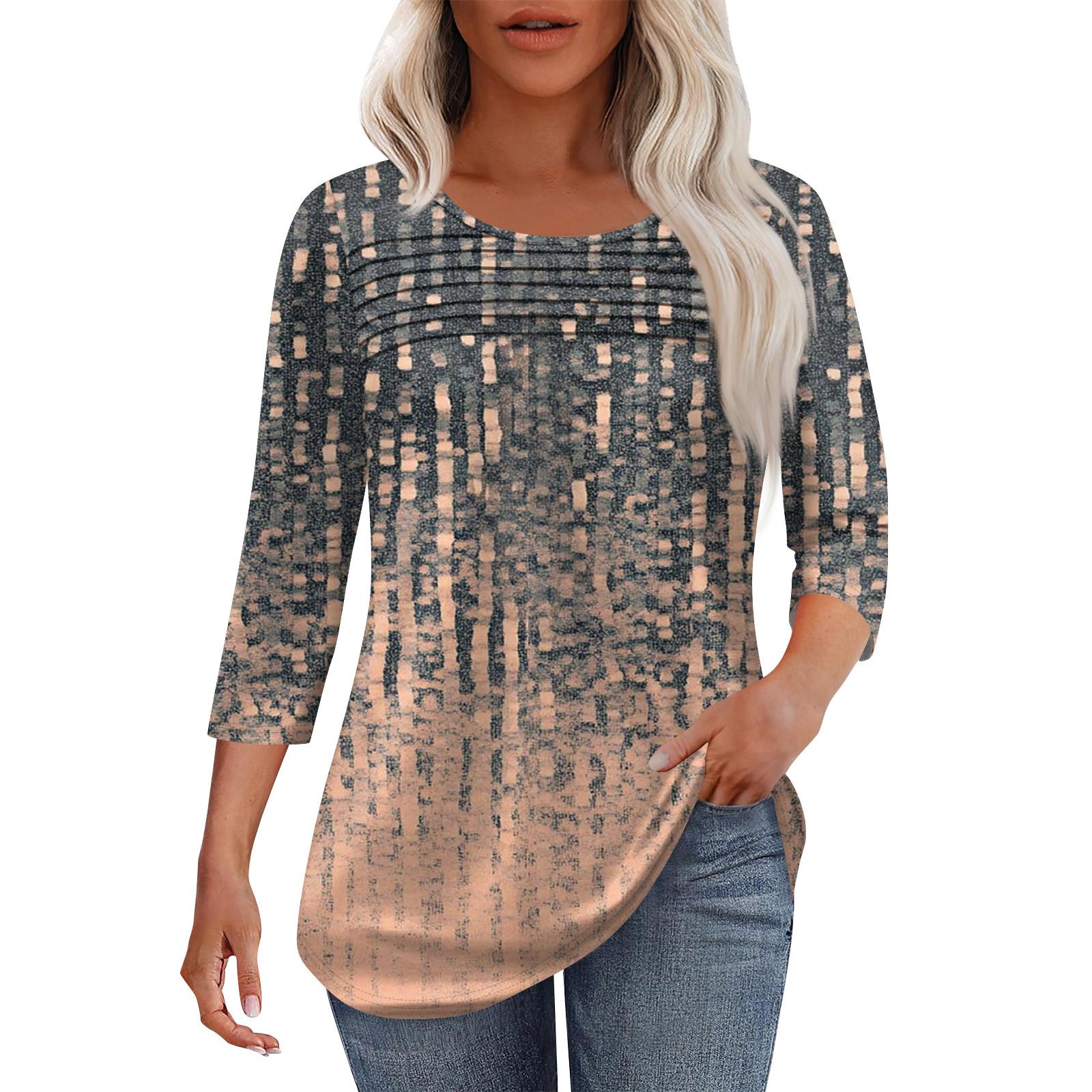 

Жіноча модна плісирована верхня частина з рукавами 3/4 і круглим вирізом S рожевий