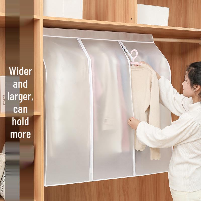 Transparent Dustproof & Moisture-Proof Garment Cover: Washable, Thickened, Widened Hanging Wardrobe Suit Protector