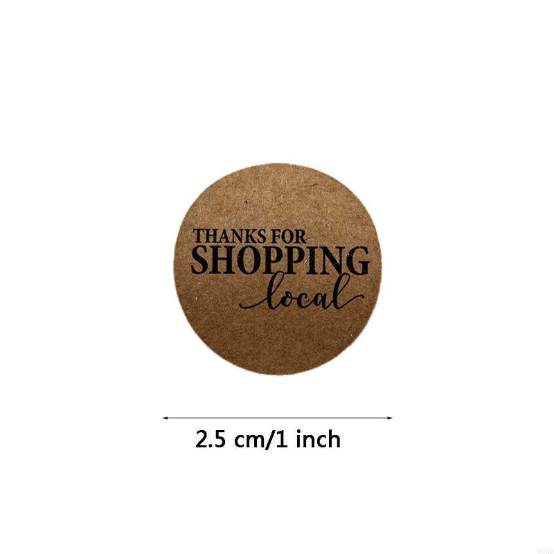 85AD 500pcs Kraft Paper Thanks for Shopping Local Stickers Round Seal Labels Scrapbooking Stationery Decor