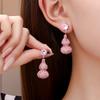 Silver Needle Light Luxury Delicate Premium Earrings Cute Pink Diamond Gourd Stud Earrings Personality Sweet Creative Fashion Earrings