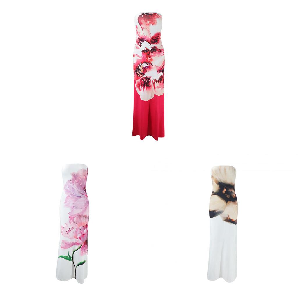 Sommerliches florales trägerloses Bodycon-Kleid aus Milchseide für lässigen Chic mit rückenfreiem Design