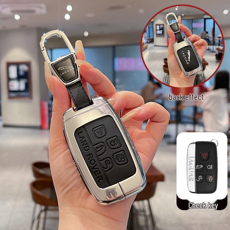 Jaguar XFL/XEL/F-Pace/XJL/F-Type/E-Pace High-End Leather Metal Key Case for Men & Women