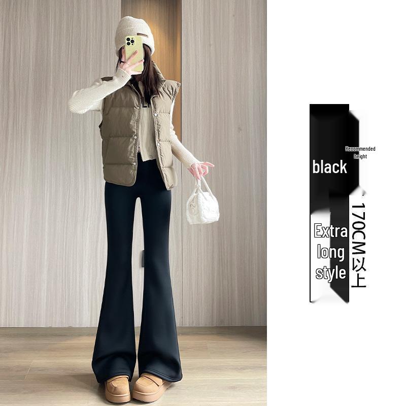 Women s High-Waisted Velvet-Lined Flare Yoga Pants M (86-100 jin) - Thin Velvet (0℃ to 10℃)