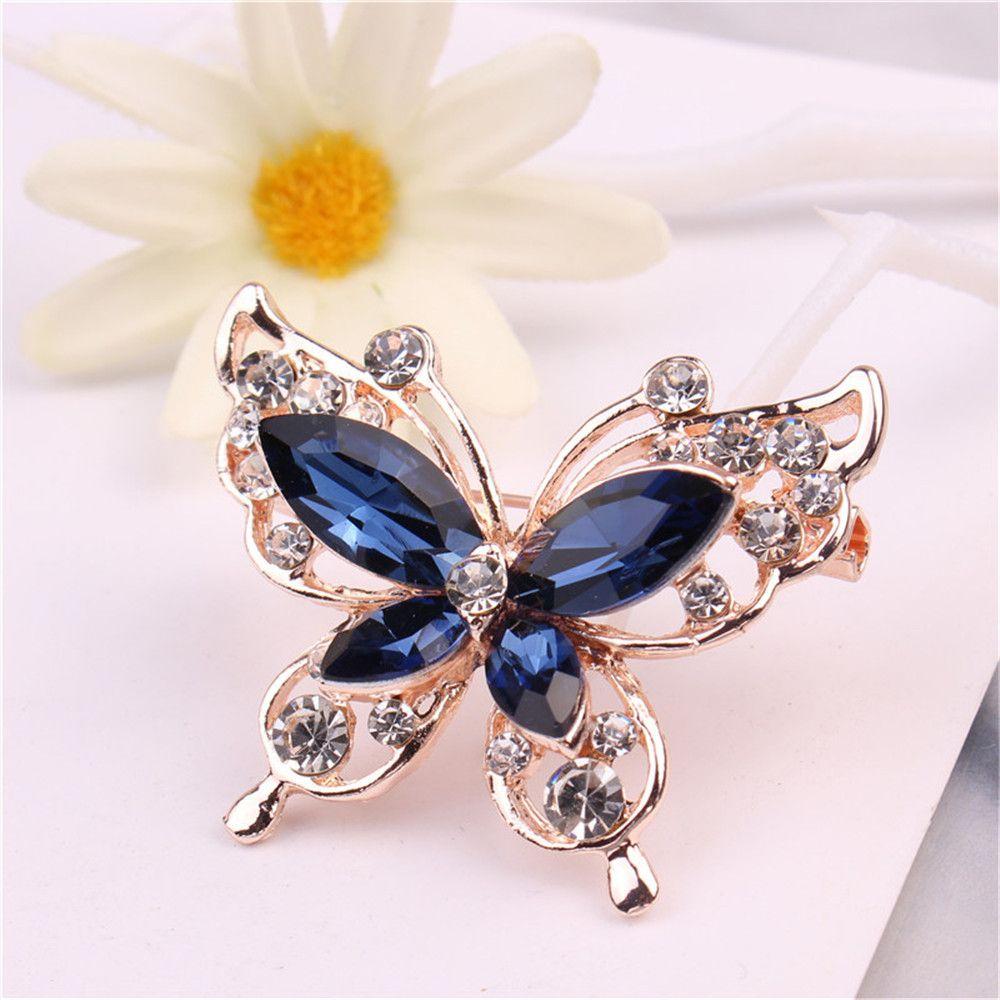 Sweater Beauty Crystal Clothing Accessories Alloy Pins Rhinestone Brooch Butterfly