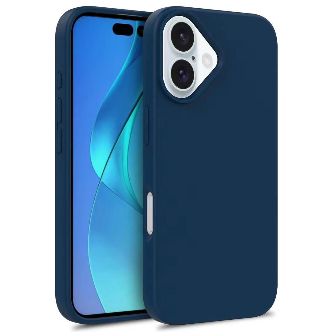 

For iPhone 16 Plus Case Wheat Straw TPU Drop Protection Phone Cover Dark Blue