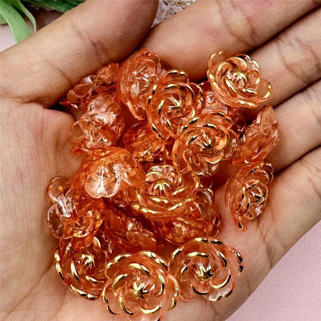 100pcs Handmade Flower-Shaped Acrylic DIY Beads In Multiple Colors (20 Pieces) for Jewelry Making