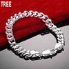 925 Sterling Silver 10mm Twist Interlocking Side Chain Simple Bracelet Gift Jewelry
