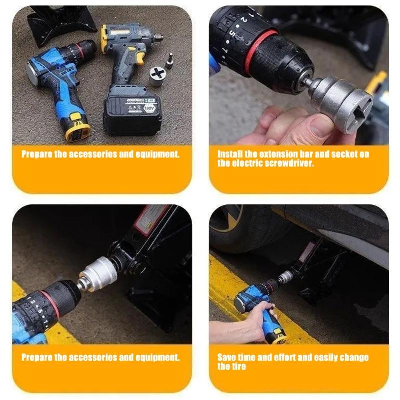 Universal Impact Wrenches Socket Adapter Converter Suitable For Trailer Vehicle Tire Changing Strong Steel Jacking Tool