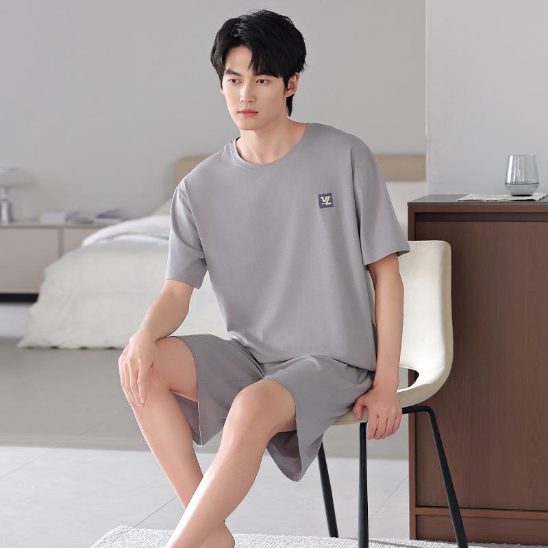 Dad pajamas men's summer thin short-sleeved shorts Modal cotton and silk loungewear summer fattened plus size set