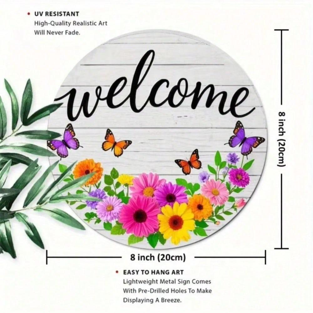 Vintage Metal Butterfly Wall Art 2D Farmhouse Door Hanging Sign Porch Window Decor Indoor Outdoor Tin Painting