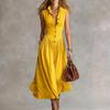 Spring 2026 French Style Elegant Slimming Lapel Multi-Button Long Dress for Women