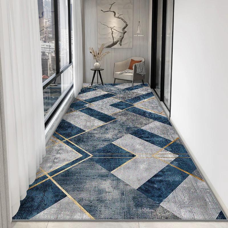 Luxury Geometric Long Corridor Carpet Stairs Passageway Non-slip Runner Rugs Decor Home Living Room Aisle Foot Mat Customizable