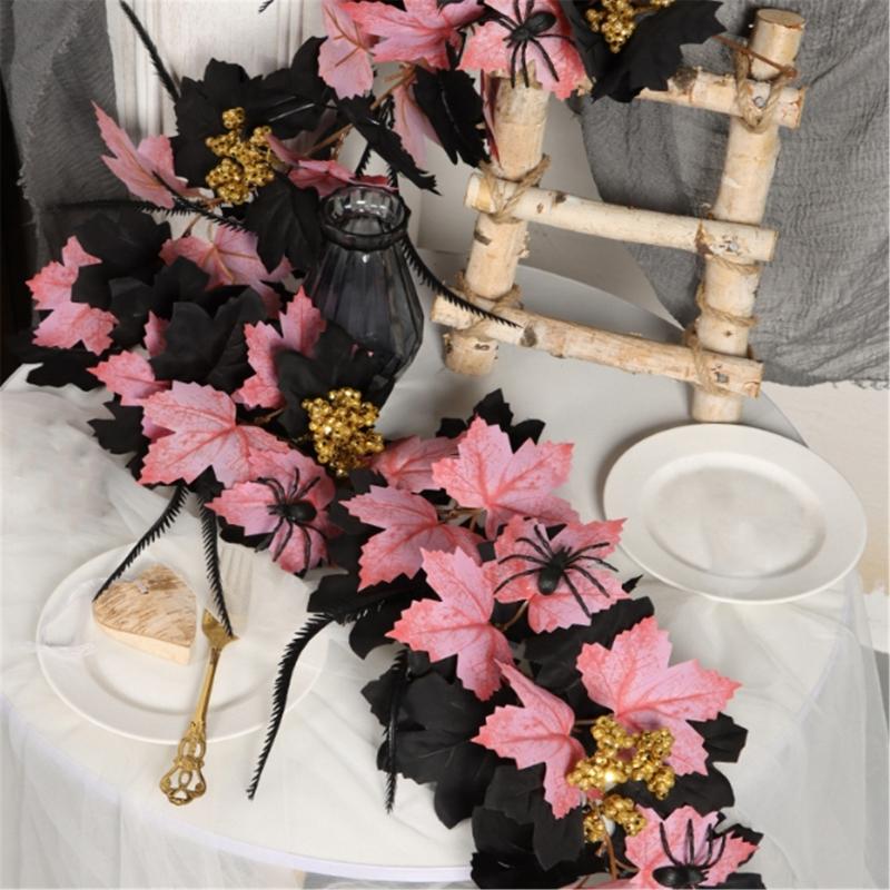 Flexible Artificial Maples Leaf Garlands Indoor Outdoors Halloween Theme Decors Easy Setups Sustainable Plastic Materials