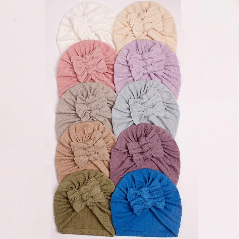 New Baby Bag Hat, Baby Solid Color Pattern Bow Hat, Children's Indian Hat