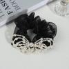 Sweet and Elegant French-Style Faux Pearl Bow Oversized Scrunchie Mesh Black Hair Tie for Girls and Women Hair Accessories